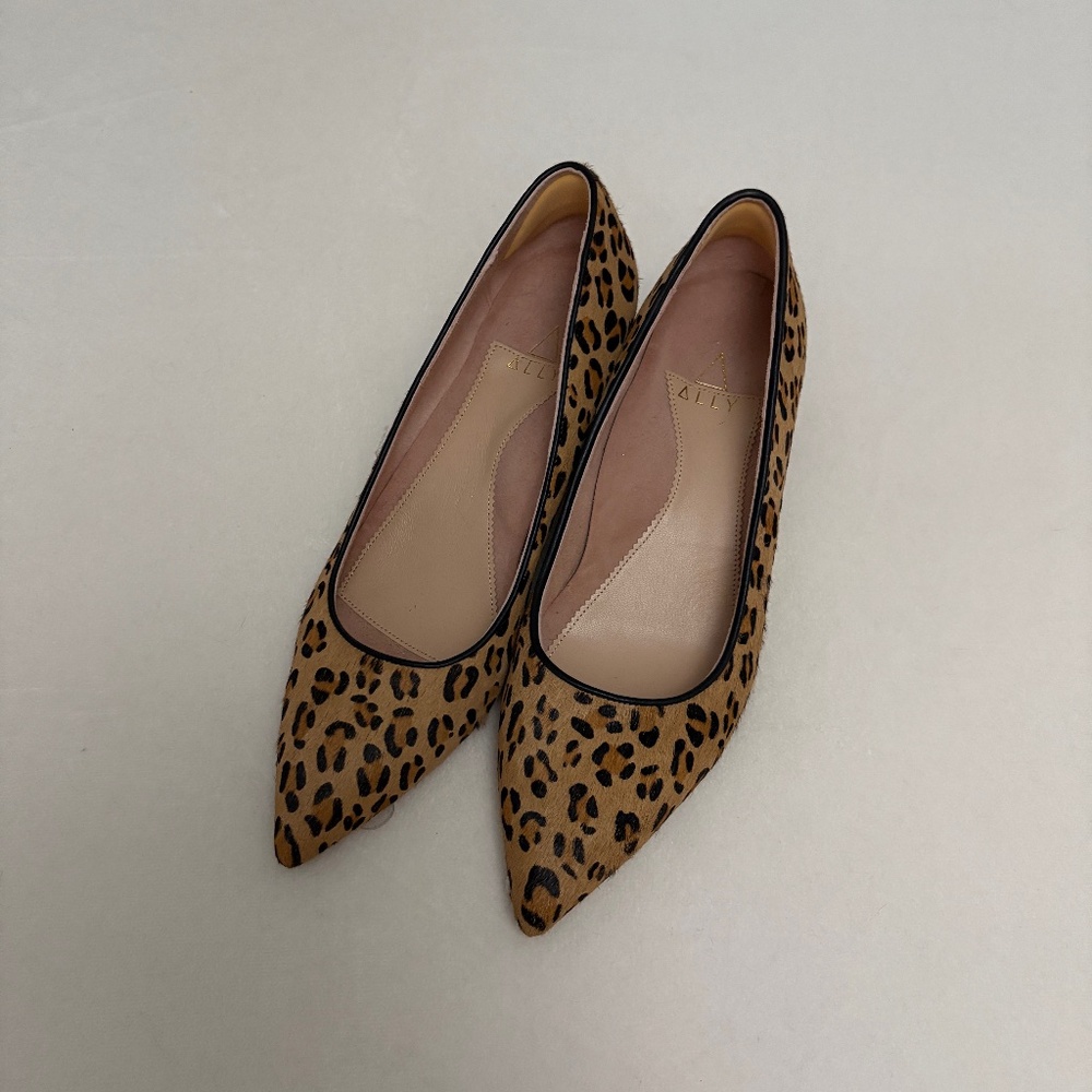 Ally Shoes leopard print haircalf pointed toe heels